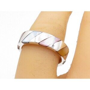DAVID SIGAL 925 Silver Vintage Marcasite Striped Shiny Band Ring Sz 7 RG4847